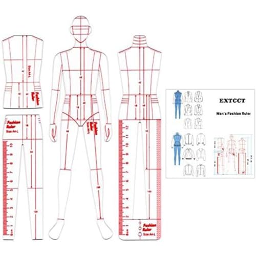 iFutniew Herrenmode Illustration Lineal Zeichnung Vorlage Lineal Set Acryl zum Nähen humanoides Muster Design Kleidung Messung von iFutniew
