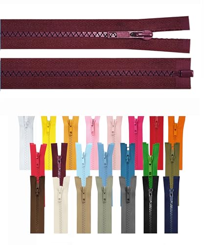 Reißverschluss teilbar Jackenreißverschluss Kunststoff Krampe Zähne grob 5mm Jacken Mantel Taschen Bordeaux 50cm von iHS Range