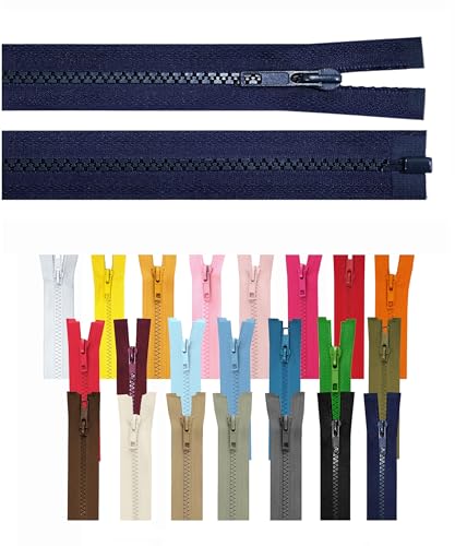 Reißverschluss teilbar Jackenreißverschluss Kunststoff Krampe Zähne grob 5mm Jacken Mantel Taschen Navy_Marine 100cm von iHS Range