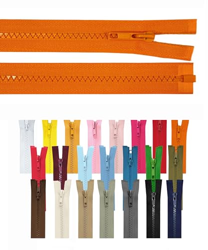 Reißverschluss teilbar Jackenreißverschluss Kunststoff Krampe Zähne grob 5mm Jacken Mantel Taschen Orange 80cm von iHS Range