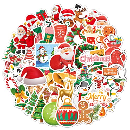 iJiZuo 50 Stück Aufkleber Weihnachten, Weihnachtsaufkleber, Dekorative Aufkleber, Weihnachtssticker Selbstklebend für Laptop, Wasserflaschen, Pakete, Briefe und Geschenke von iJiZuo