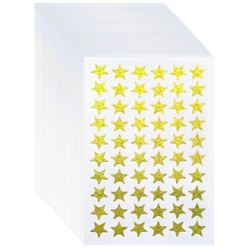 iLamvie 1800 Stück Stern-Aufkleber, weihnachtssticker Selbstklebende Stern Aufkleber Belohnungssticker für Kinder Kleine Gold Sternaufkleber für Lehrer,DIY-Grußkarten (1,3 cm Durchmesser) von iLamvie