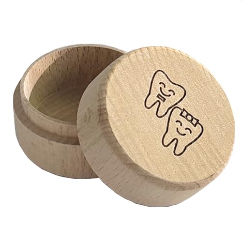 iLamvie Milchzahndose personalisiert aus Holz,Zahndose Milchzähne Bilderdose aus Holz für Jungen und Mädchen,Zahndose für Milchzähne mit niedlichem Motiv(2 Baby Zähne Muster) von iLamvie