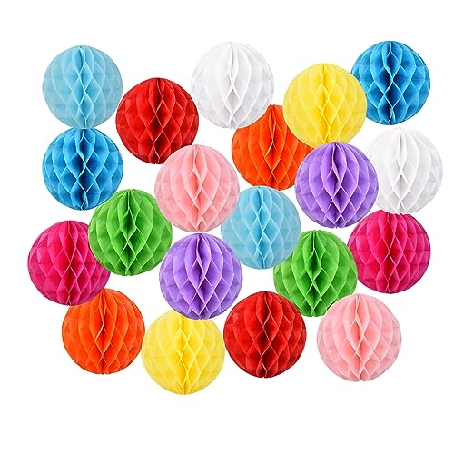 Papier Wabenbälle 20 Stück, iMeshbean 20cm Seidenpapier Honeycomb Balls Bunt Wabenpapier Papierkugeln Hängende Dekoration Set für Hochzeit Geburtstag Party (Mehrere Farben) von iMeshbean