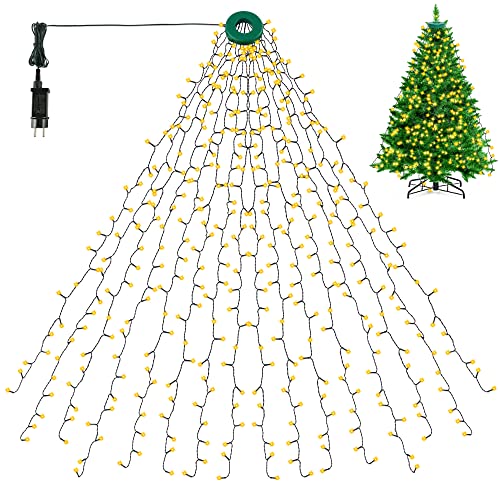 iMoebel Weihnachtsbaum Lichterkette, 2M x16 Girlanden 400 LEDs Christbaumbeleuchtung mit Ring, 8 Modi Überwurflichterkette für 120cm bis 220cm Baum - Warmlicht von iMoebel