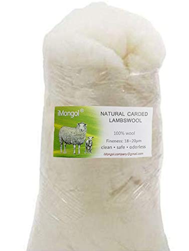 Mongolisches Baby Schaf, Merinowolle, Faser, 19 Mikron, kardiert, Spinnigfilz, 4oz von iMongol