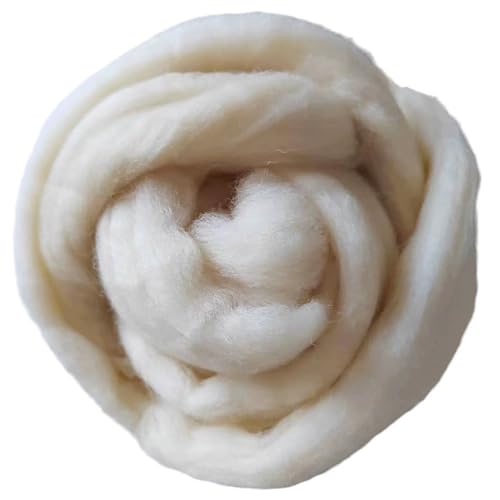 iMongol Merinowolle Roving Top zum Spinnen, weiches, grobes Jumbo-Garn für Armstricken, Decke, 100 % natürliche, ungefärbte (cremefarbene) Wollgarn, Filzkern, kardierte Füllung (0,5 kg) von iMongol