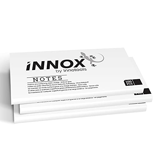 Elektrostatisch selbstklebende Haftnotiz | Für alle Oberflächen - Innovative Sticky Magnetic Notes ohne Klebstoff von INNOX® | Ideen visualisieren| Weiß, 10x7 cm, 300 Blatt von iNNOX