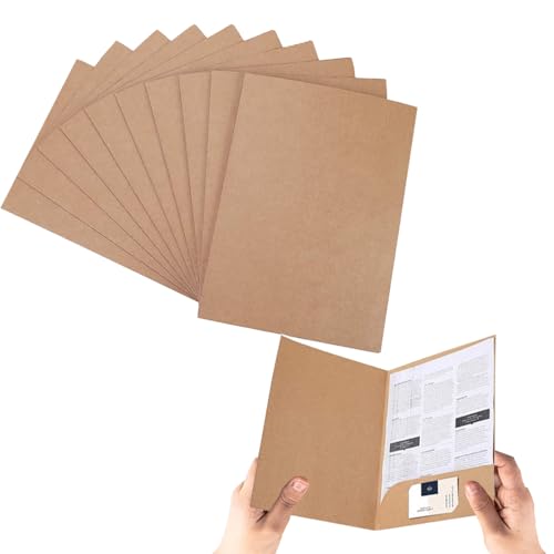 10 Stück Präsentationsmappe A4 Kraft Dokumentenmappe Papier Ordner Kraftpapier Aktenordner Papierkram Organizer mit Kartenschlitzen Ordner Umschläge Organisation für Büro Schule und Zuhause von iNelihoo