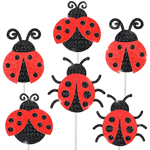 24 Stück Marienkäfer Party Cupcake Topper Little Ladybug Party Dekoration für Marienkäfer Thema Geburtstag Party Babyparty Zubehör von iPartyFun