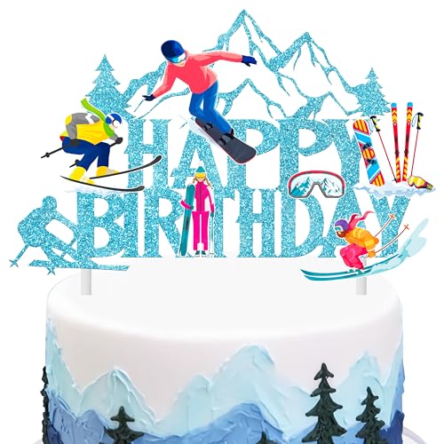 Kuchendekoration mit Skifahren "Happy Birthday" von iPartyFun