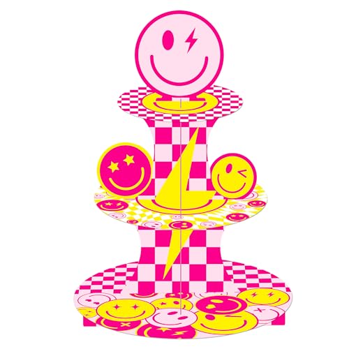 Pink und Gelb Smile Face Party Kuchen Cupcake Ständer von iPartyFun