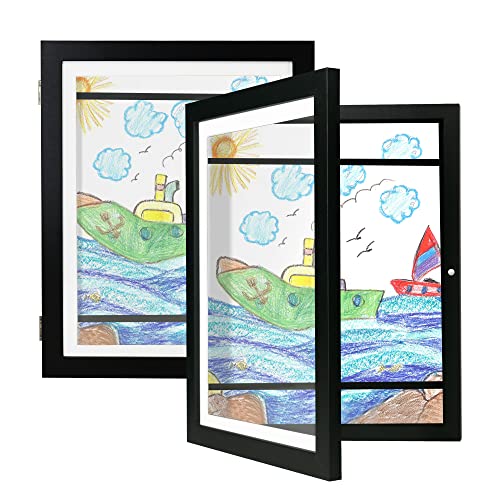 iRahmen Kinder-Kunstrahmen in Schwarz – Frontöffnung mit gehärtetem Glas, 21,6 x 28,9 cm Kinder-Kunstwerkrahmen wechselbar – Horizontale und vertikale Formate (2 Stück) von iRahmen