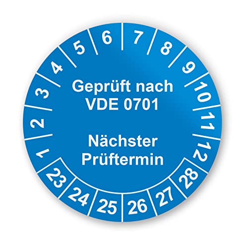 Prüfplaketten VDE Elektroprüfung Aufkleber - Geprüft nach DIN VDE 0701-216 Aufkleber auf 9 Bögen in Blau - Etiketten sind Selbstklebend - hin782 von iSecur