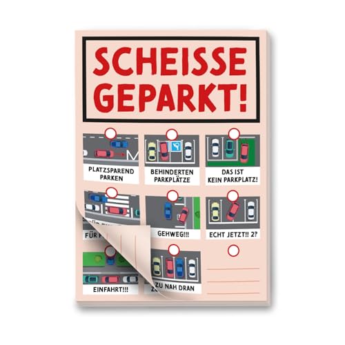 iSecur 1 Notizblock Scheiße geparkt! I 50 Blatt I DIN A6 I Rot I Windschutzscheibe I Auswahlmöglichkeiten I kfz798 von iSecur