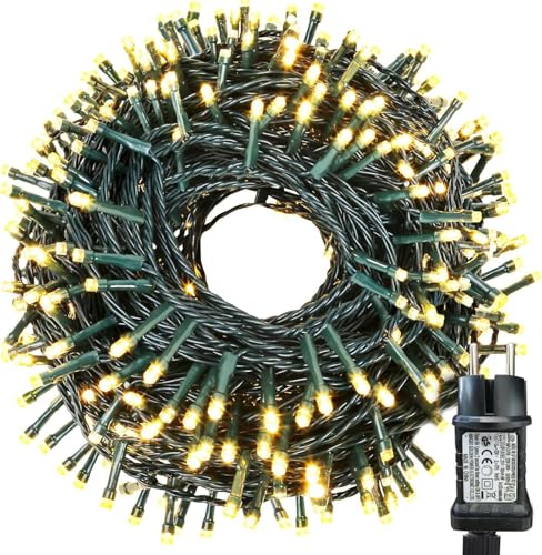 iShabao 20m Lichterkette Weihnachtsbaum, 200 LED Lichterkette Außen Strom Warmweiß, Wasserdicht Lichterkette Außen Weihnachten mit Timer, Weihnachtsbeleuchtung für Tannenbaum Garten Weihnachtsdeko von iShabao