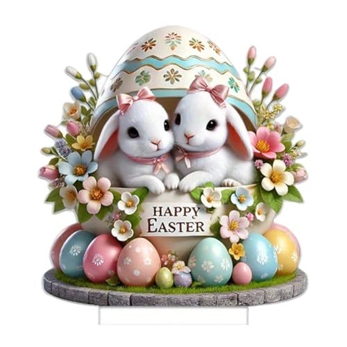 2D Acryl Osterhase Dekor, Osterhasen Statue Frühlings Innendekoration Osterdekoration für den Urlaub, 2D flachen Kaninchen Ostereier Häschen Dekor Osterhasen Ostereier Statue Hasenfiguren von iSpchen