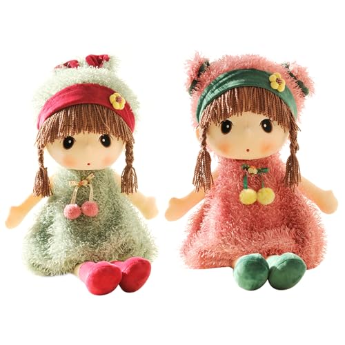 2pcs Stoffpuppe Fee Puppe 45cm Mädchen Weichpuppe mit Kleidung und Haaren Niedliche Gefüllte Puppen Stoffpuppe Prinzessin Plüschtier Baby Mädchen Puppe Ragdoll Geschenk Puppe zur Geburt Taufe von iSpchen