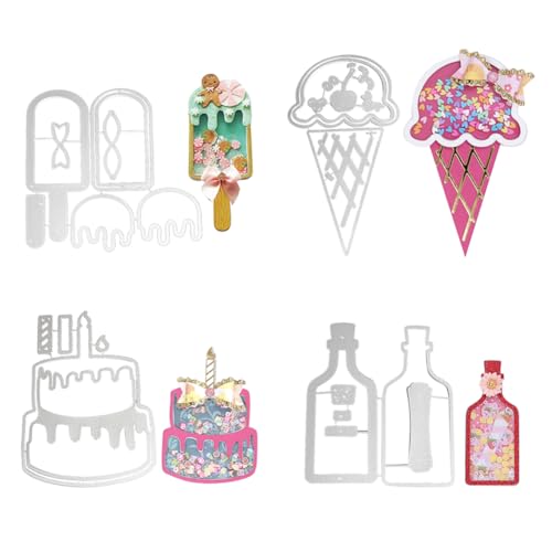 DIY Stanzschablone Eiscreme Kuchen Flasche Metall Stanzformen Basteln Karbonstahl Prägeschablonen Metall Stanzformen Schablonen für Kartenherstellung Scrapbooking Papierkarten Album Schablone von iSpchen