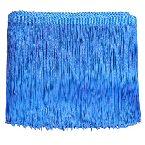 iSpchen 10 Yards Länge 15cm/5.9” Breite Quaste Seidig Fransen Geschnitten Fransenborte Kostüm Quaste trimmen Garment Apparel Spitzenborte Nähzubehör Accessoires Polyester Quastenspitze Himmelblau von iSpchen