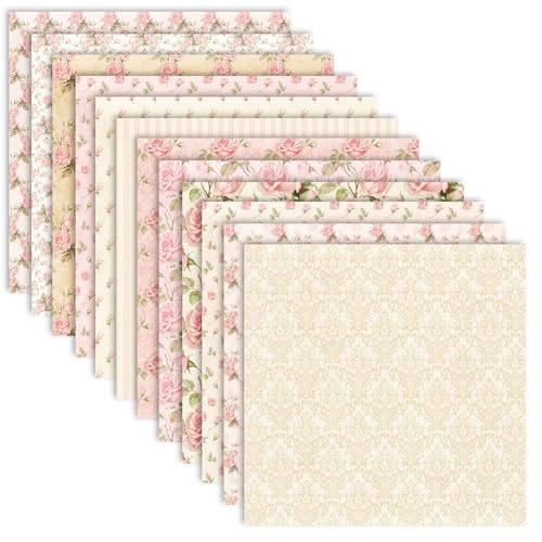 iSpchen 12 Blätter Papier Scrapbook 15cm*15cm romantische Dekopapier Scrapbooking Zubehör mit viele Muster für Tagebuch Notizbuch DIY Kunst und Handwerk ,#04 von iSpchen