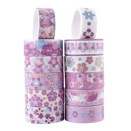 iSpchen 12 Rollen Washi Abdeckband Set Klebeband DIY Papier Tape Niedliche Goldfolie Blume Dekorative Masking Tape deko Klebebänder für DIY Handwerk Bullet Journals Planer Scrapbooking von iSpchen