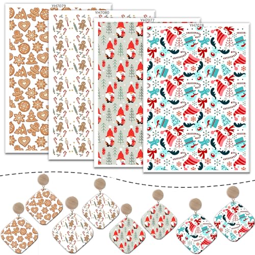 iSpchen 4 Stück Weihnachtlicher Transferaufkleber Sticker Rub-On-Transfer-Aufkleber Blumenaufkleber aus weichem Ton für Scrapbooking Tagebuch Album Bullet Journals DIY Arts and Crafts,#YH80 von iSpchen