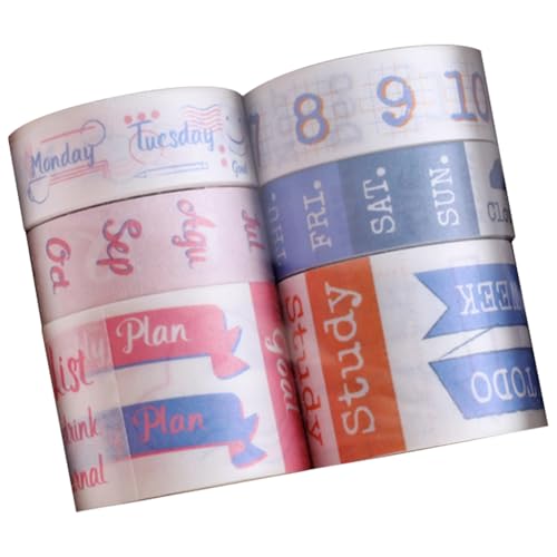 iSpchen 6 Rollen Washi Tapes Kalender-Washi-Tapes, Wochen-Abdeckband, Zeitmarkierungsband, Klebeband DIY Handwerk Klebeaufkleber Japanische Maskierung Beschreibbare Dekobänder,#03 von iSpchen