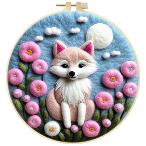 iSpchen Filzwolle Filzen Starterset, Needle Felting Stickerei für Erwachsene Wollfilz Stickerei Starterset Komplette Nadelfilzwerkzeuge Stickset für Anfänger Filzwolle Basteln Nadelfilz für DIY Kunst von iSpchen