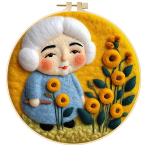 iSpchen Filzwolle Filzen Starterset, Needle Felting Stickerei für Erwachsene Wollfilz Stickerei Starterset Komplette Nadelfilzwerkzeuge Stickset für Anfänger Filzwolle Basteln Nadelfilz für DIY Kunst von iSpchen