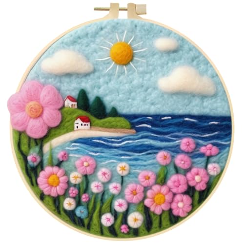 iSpchen Filzwolle Filzen Starterset, Needle Felting Stickerei für Erwachsene Wollfilz Stickerei Starterset Komplette Nadelfilzwerkzeuge Stickset für Anfänger Filzwolle Basteln Nadelfilz für DIY Kunst von iSpchen