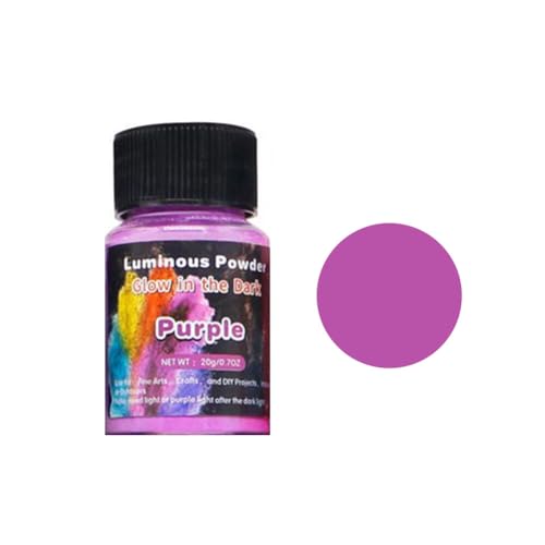 iSpchen Fluoreszierende Pulver Nachtleuchtende Pigmente Perfek für Epoxidharz Sicheres ungiftiges Fluoreszenzmittel für Schleim, Nägel, Acrylfarbe, Kunst, Basteln,Lila Pulver 20g/Flasche von iSpchen