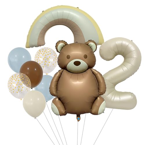 iSpchen,Aluminiumfolie Tiermotiv Geburtstagsballons, Matte Regenbogen bär, Perfekt für Kinderparty Dekor #02 von iSpchen