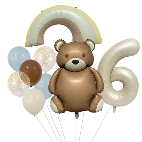 iSpchen,Aluminiumfolie Tiermotiv Geburtstagsballons, Matte Regenbogen bär, Perfekt für Kinderparty Dekor #06 von iSpchen