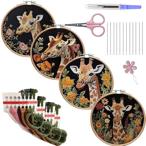 iSpchen Stickerei Anfänger Kit, Kreuzstich Set Stickerei Tuch mit Pflanzen Blumenmuster Anfänger Diy Stickerei Material Set DIY Sticktuch Handstickset Stickerei Praxis Zubehör für DIY Kunst Handwerk von iSpchen