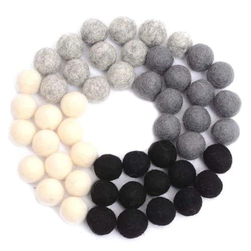 iSpchen Wollfilzbälle handgefertigt 50-teilig 2CM Wollfilz Pom Poms DIY Filzkugeln Bunter Plüschball handgefertigter Schmuck von iSpchen