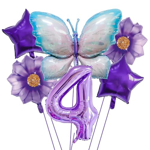 iSpchenGeburtstag Deko Bunt Schmetterlinge Geburtstagsdeko Kindergeburtstag Deko Schmetterling Folienballon für Mädchen Schmetterling Themen Party,#04 von iSpchen