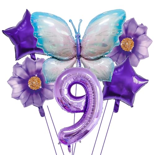 iSpchenGeburtstag Deko Bunt Schmetterlinge Geburtstagsdeko Kindergeburtstag Deko Schmetterling Folienballon für Mädchen Schmetterling Themen Party,#09 von iSpchen