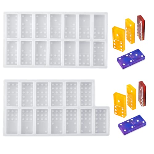 iSuperb 2 Stück Domino Harzformen,Domino Schokoladenform Süßigkeitenform, Resin Epoxidharz Form, Domino Games DIY Bastelform für Domino mit Familienpersonal von iSuperb