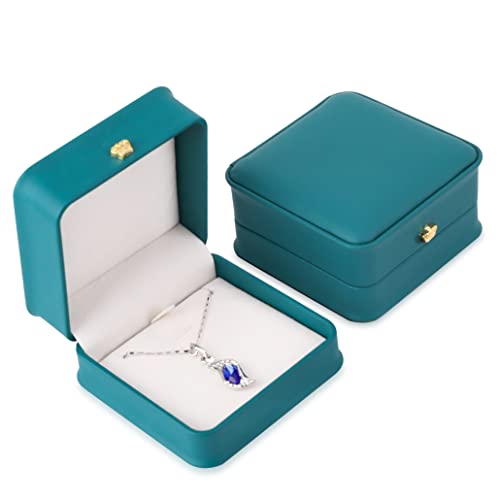 iSuperb 2PK Ringschachtel Anhänger Armband Box Schmuck Geschenkbox PU Leder Schmuckschatulle Dunkelgrün Schmuckkästchen Damen Schmuckkoffer Leather Jewelry box (Mini Anhängerbox) von iSuperb