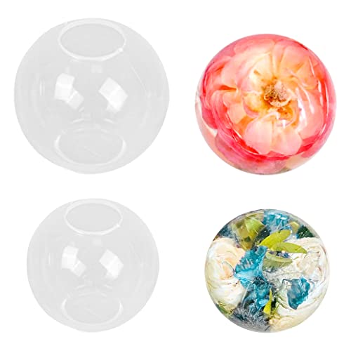 iSuperb 2Pcs Silikonform Kugel Resin Formen Schmuck Kugelform Silikonformen Epoxidharz Schmuckform für Harz Gießen Ball Schlüsselanhänger Runde Silikon Form für Resin Epoxy DIY Dekoration von iSuperb