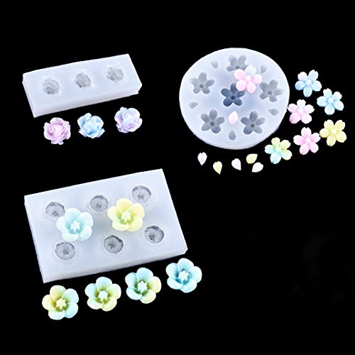 iSuperb 3 Stück Epoxidharz Silikonformen GießformenBlumen Fondant Resin Formen für Kuchen Verzieren Schmuck Halskette Ohrringe DIY Werkzeug (Rose Mold) von iSuperb