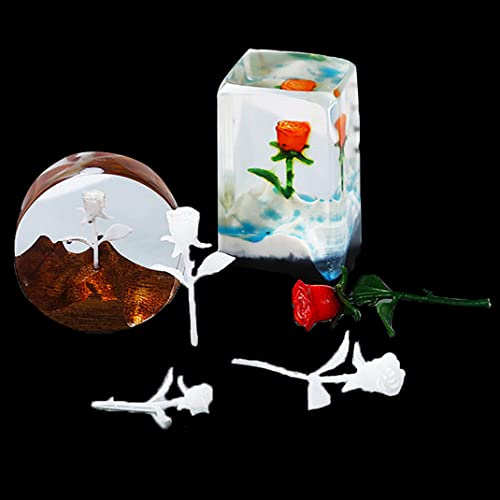 iSuperb 4 Stück Mini Rose Harz Füller Silikonform Füller Gießform Füller Kristall Epoxy Modellierung 3D Stereo Resin Filler Mold für Anhänger DIY Handwerk Schmuck (4 Füller) von iSuperb