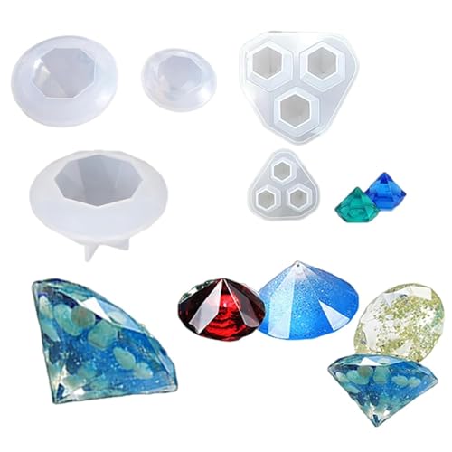 iSuperb 5 Stück Epoxidharz Formen Diamant Silikonform Gießformen Diamond Resin Mold für Schmuck Handwerk DIY (5 Silikonform) von iSuperb