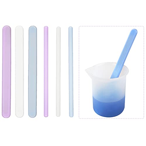 iSuperb 6 Stück Silikon-Rührstäbchen Flacher Silikonrührer Runde Rührstangen Rührstab Silicone Stir Bar Stirring Stick für Harz, Epoxid, Flüssigkeit, Farbe, Glitzergläsern (6 sticks) von iSuperb