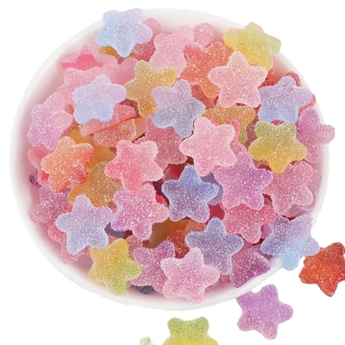 iSuperb 60 Stück Gemischte Süßigkeiten Schleim Charms Set Mini Resin Candy Beads Kleine Harz Schleim Set Bastel Perlen DIY Ohrringe, Anhänger für Mädchen (Sternform) von iSuperb