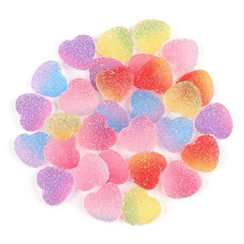 iSuperb 60 Stück Gemischte Süßigkeiten Schleim Slime Charms Set Mini Resin Candy Cabochon Süßigkeiten Harz Schleim Set Bastel Perlen für DIY Scrapbooking Handwerk (Herzform) von iSuperb