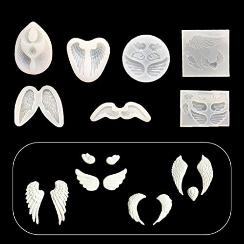 iSuperb 7 Stück Silikonform Engelsflügel Epoxidharz Formen Schmuck Gießformen Angel Wing Resin Molds für DIY Anhänger Basteln (7 Silikonform) von iSuperb