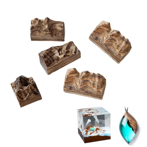 iSuperb Kunst Holz 5 Stücke Geschnitzt Holz Harz Sandelholz für DIY Epoxid Anhänger Kette Harzformen Schmuck Ring Resin Landschaft Einzigartiger Blumen Material (5 Stück Sandelholz) von iSuperb