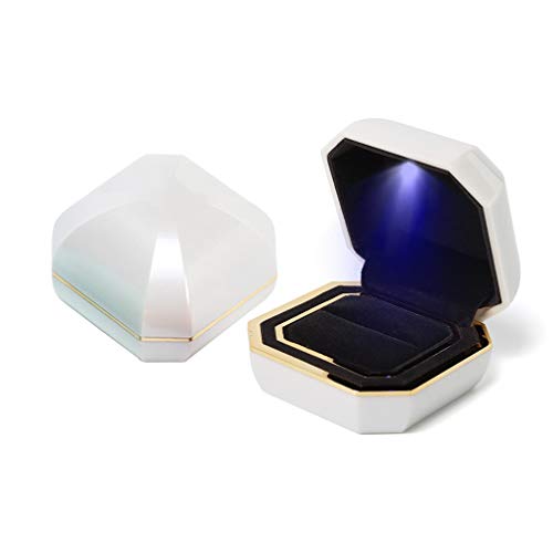 iSuperb Light LED-Ringe Box Schmuckschatulle Ohrringe Anhänger Ring Geschenkbox Verlobung Ehering Boxen Schmuck Display Verpackung Organizer Fall LED Jewelry Box for Ring(Weiß) von iSuperb